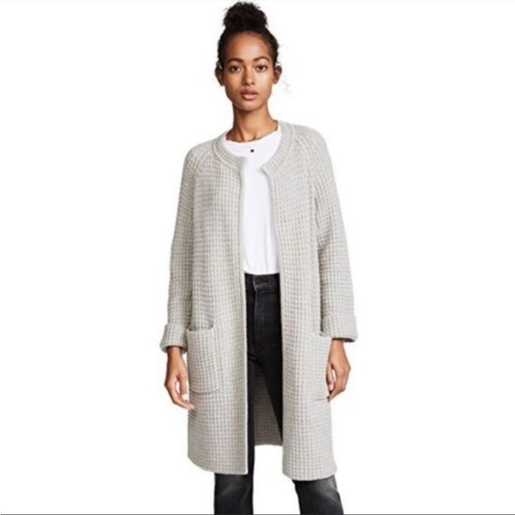 Madewell Wafflestitch Sweater-Coat Gray Open Front Knit Size XS - Picture 1 of 10